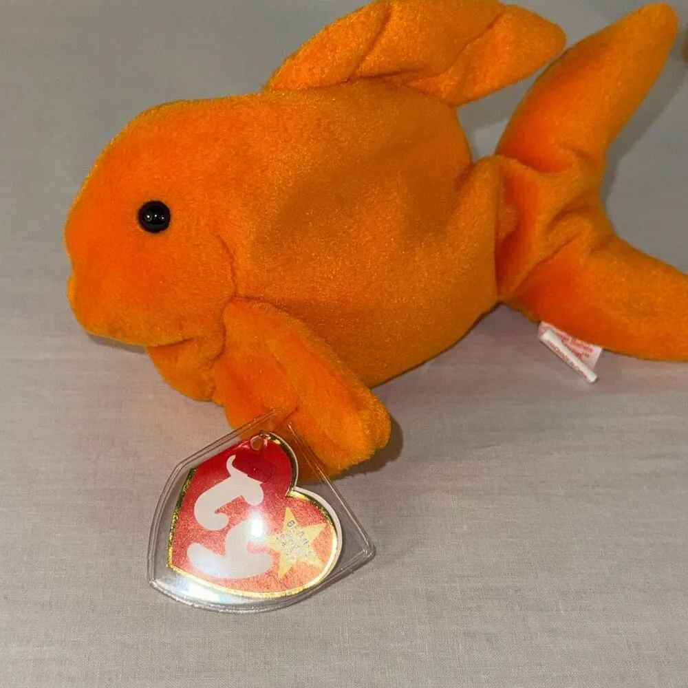 Vintage Ty Beanie Babies Aquatic Trio – Goldie 1993, Crunch 1996 &‎ Waves 1996 –